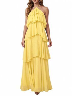 Soly Hux Tiered Halter Maxi Dress Size S - 1078